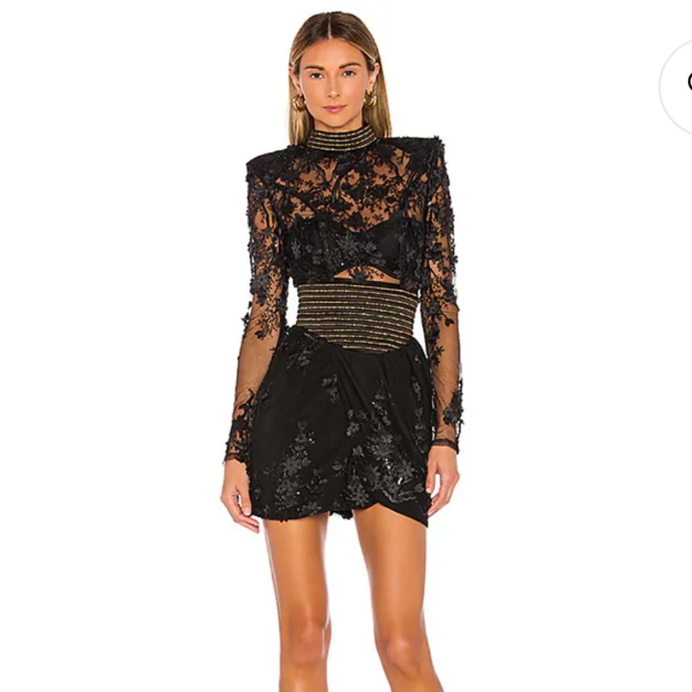 Zhivago Black and Gold Lace Dress